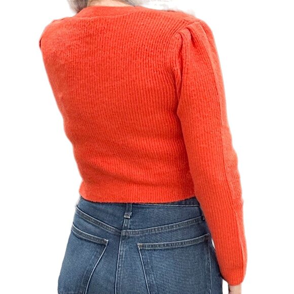 Morgan de Toi Cropped Long Sleeve Lady Jacket Cardigan in Tangerine Orange Sz M - Picture 3 of 16